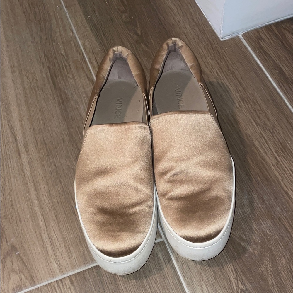 Vince Women's Brown Satin Slip-On Loafers